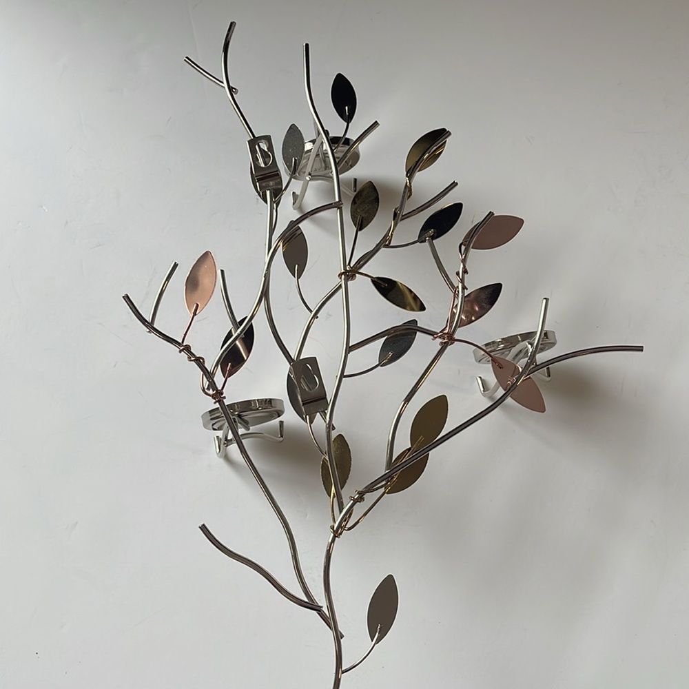 PartyLite Shimmering Leaves tea light wall sconce (silver, gold & copper tones) - Picture 11 of 11